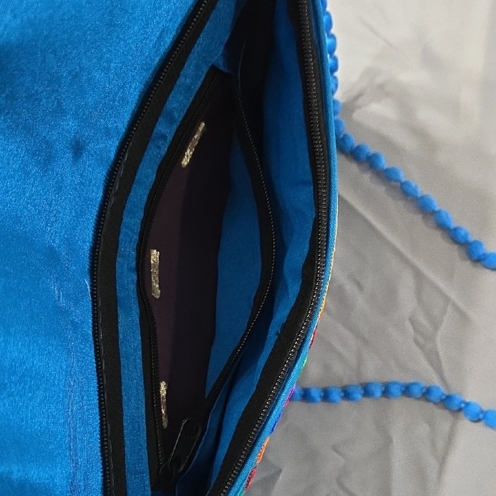 Swadeshi Desire Colorful Embroidered Clutch with Blue Accents - Picture 3 of 7